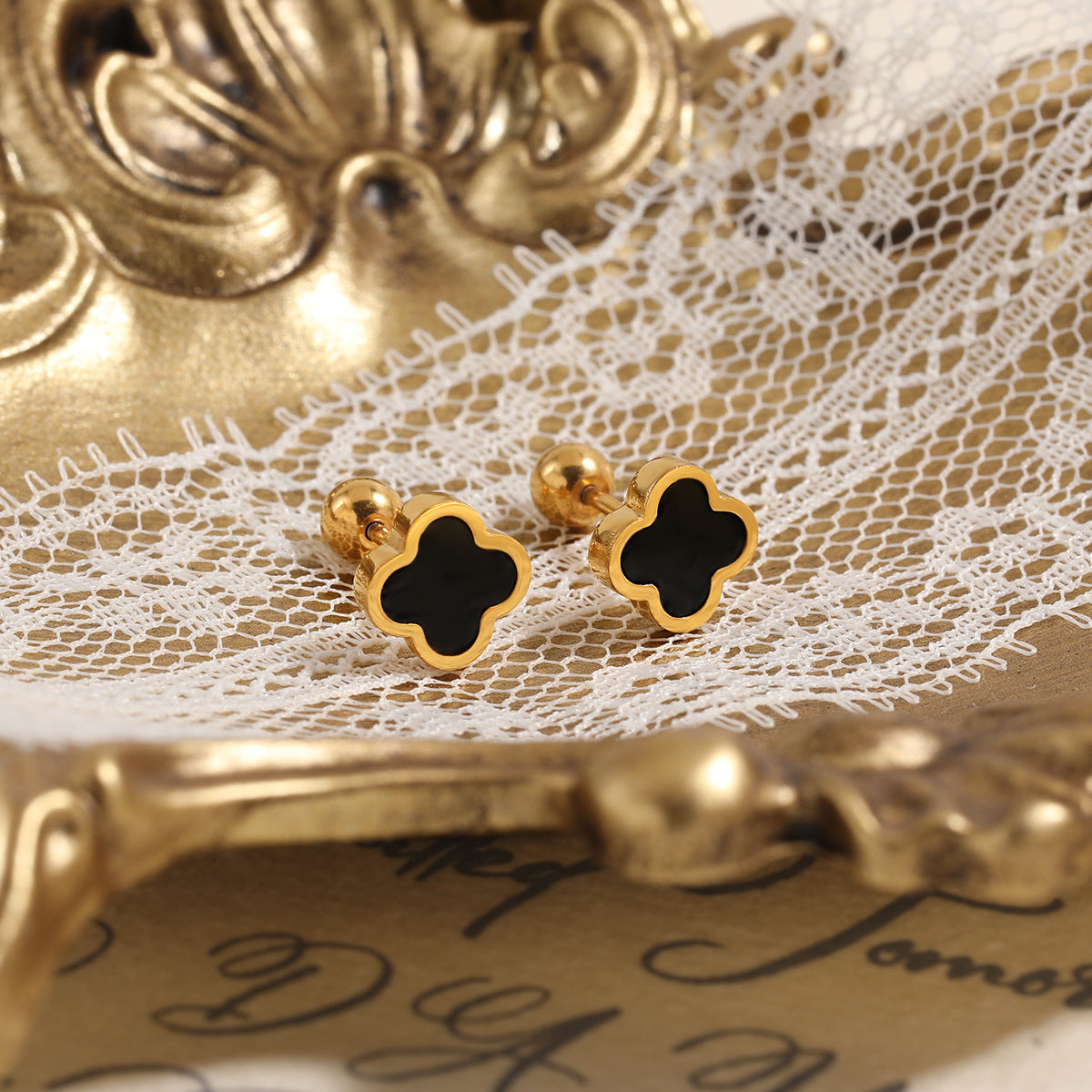 Four Leaf Clover Collection Gold Earrings for Women