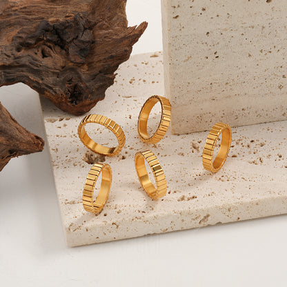 Striped Chevron Gold Rings For Women