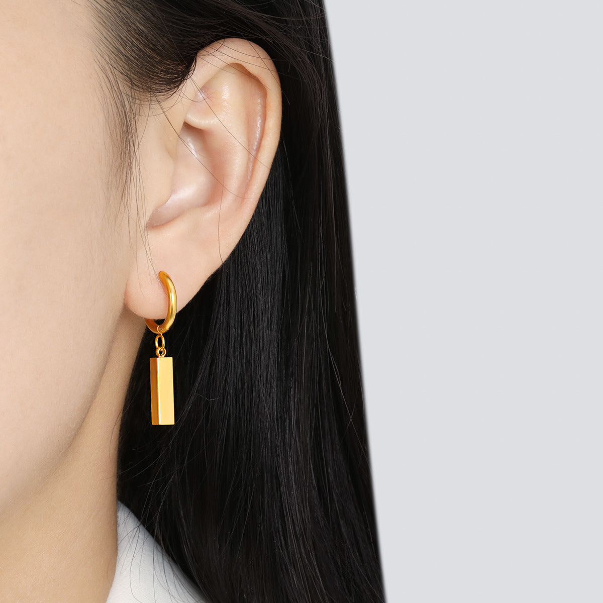 Rectangular Gold Earrings For Women