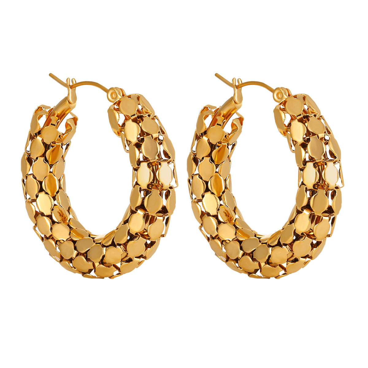 Skeleton Round Piece Gold Earrings for Women