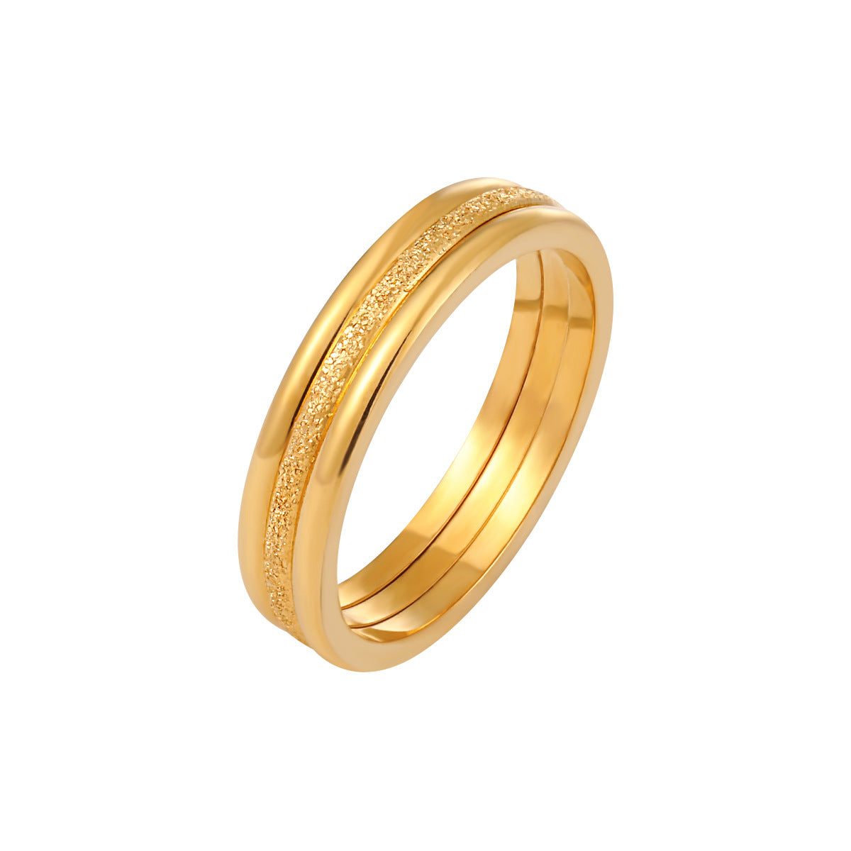 Triple Stacked Plain Gold Women's Rings