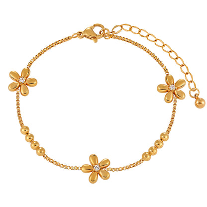 Flowers Series Diamonds Gold Bracelet for Women