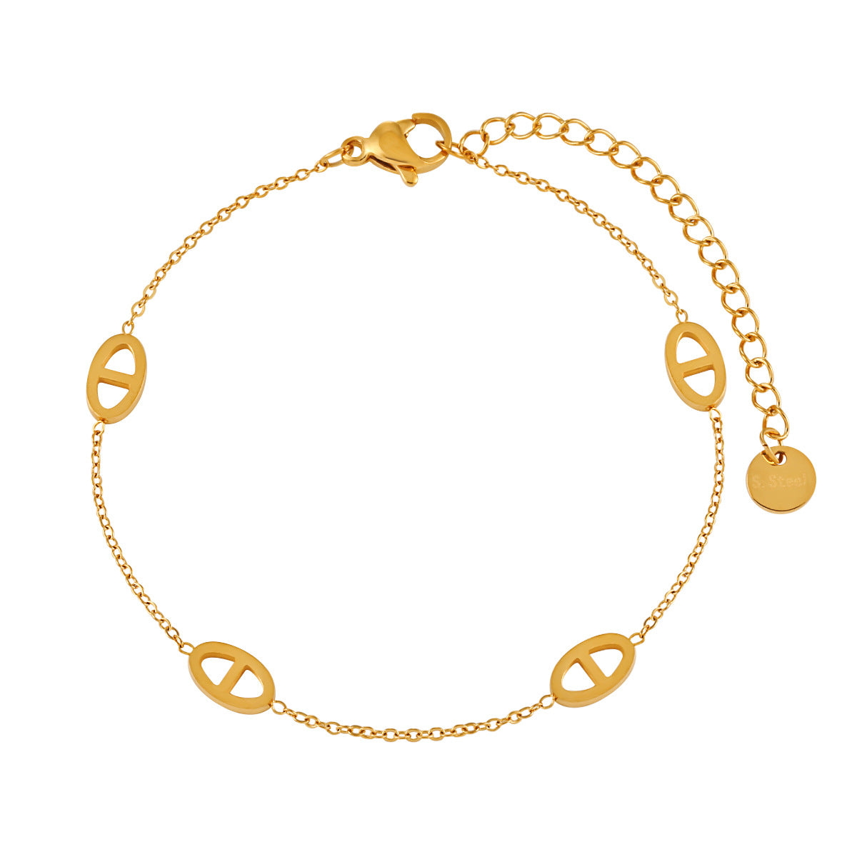 Double Circles Series Gold Bracelet for Women