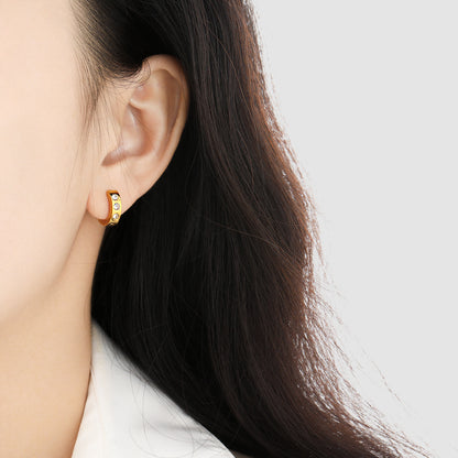 Three Diamonds Gold Earrings for Women