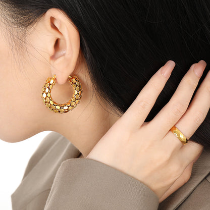 Skeleton Round Piece Gold Earrings for Women