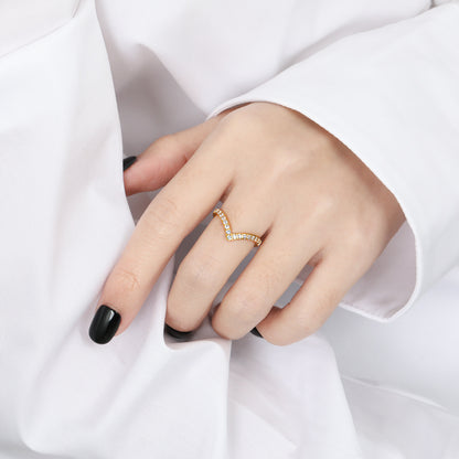 V-Shape Electroplated Gold Rings for Women