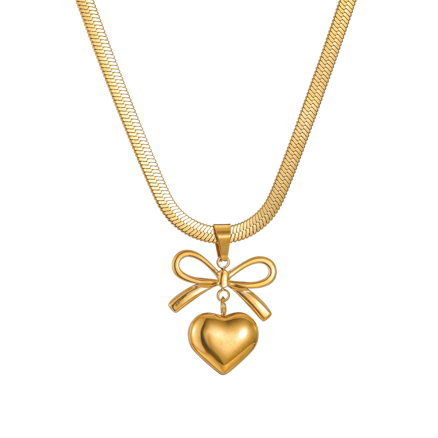 Heart and bow pendant Women's Necklace