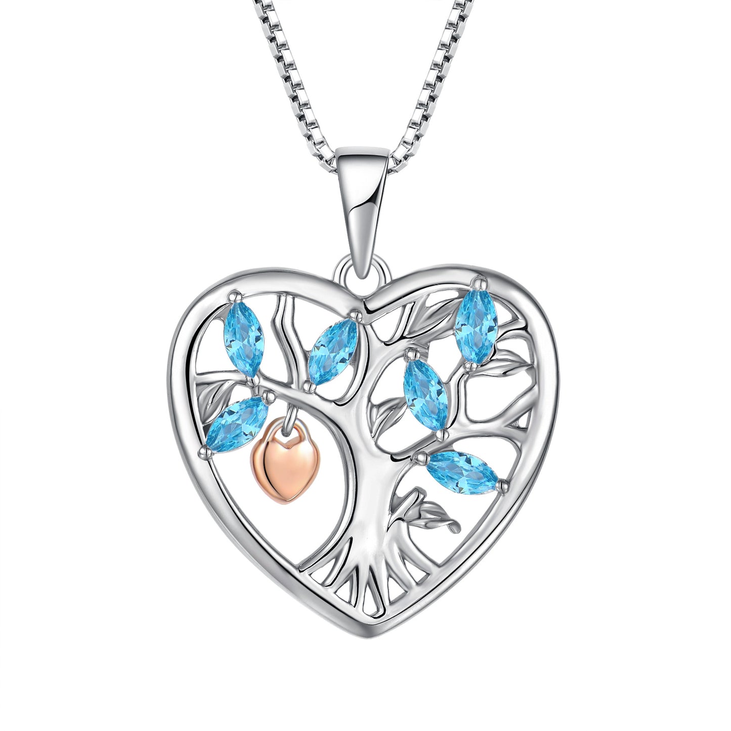 S925 Tree of Life Heart Pendant Necklace for Women