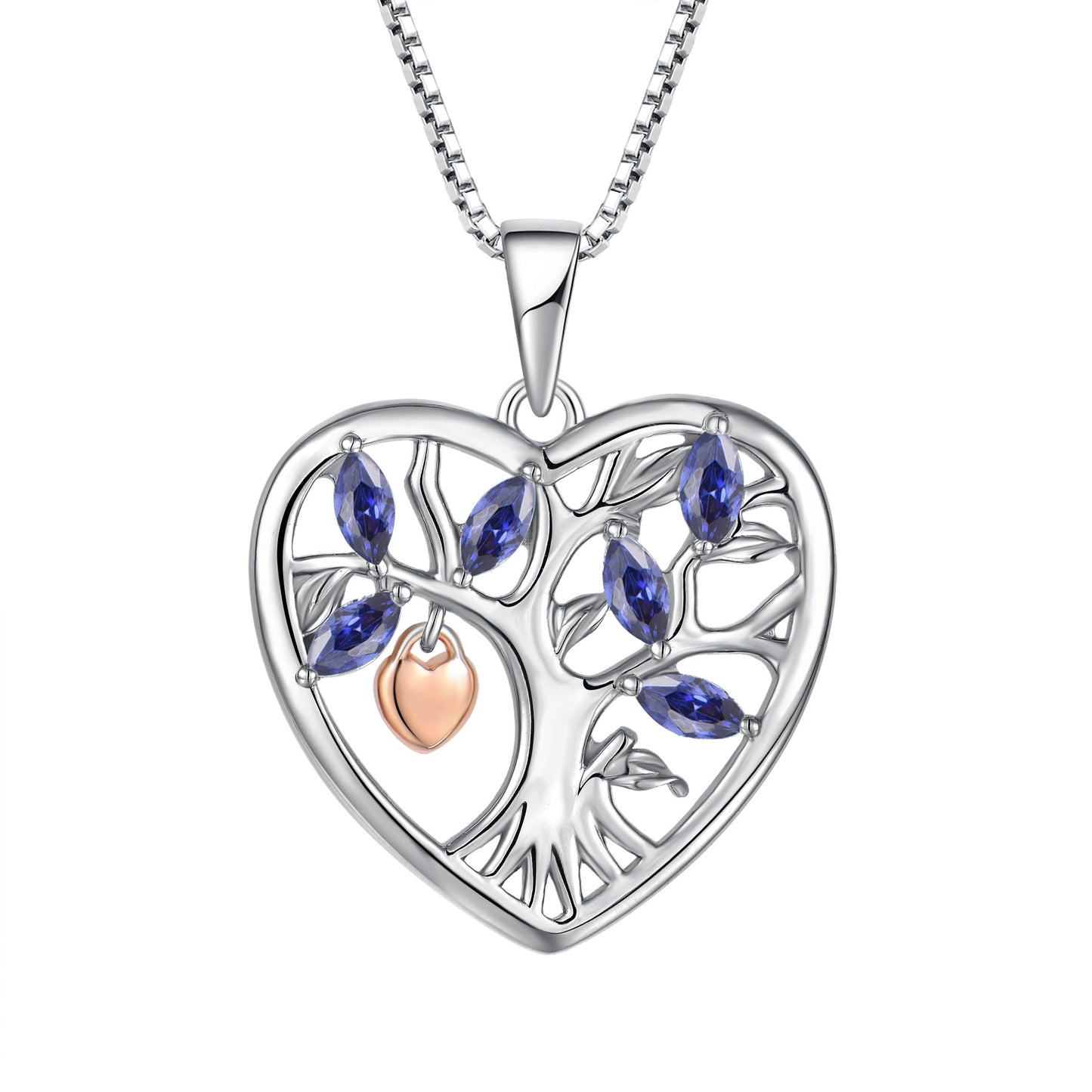 S925 Tree of Life Heart Pendant Necklace for Women