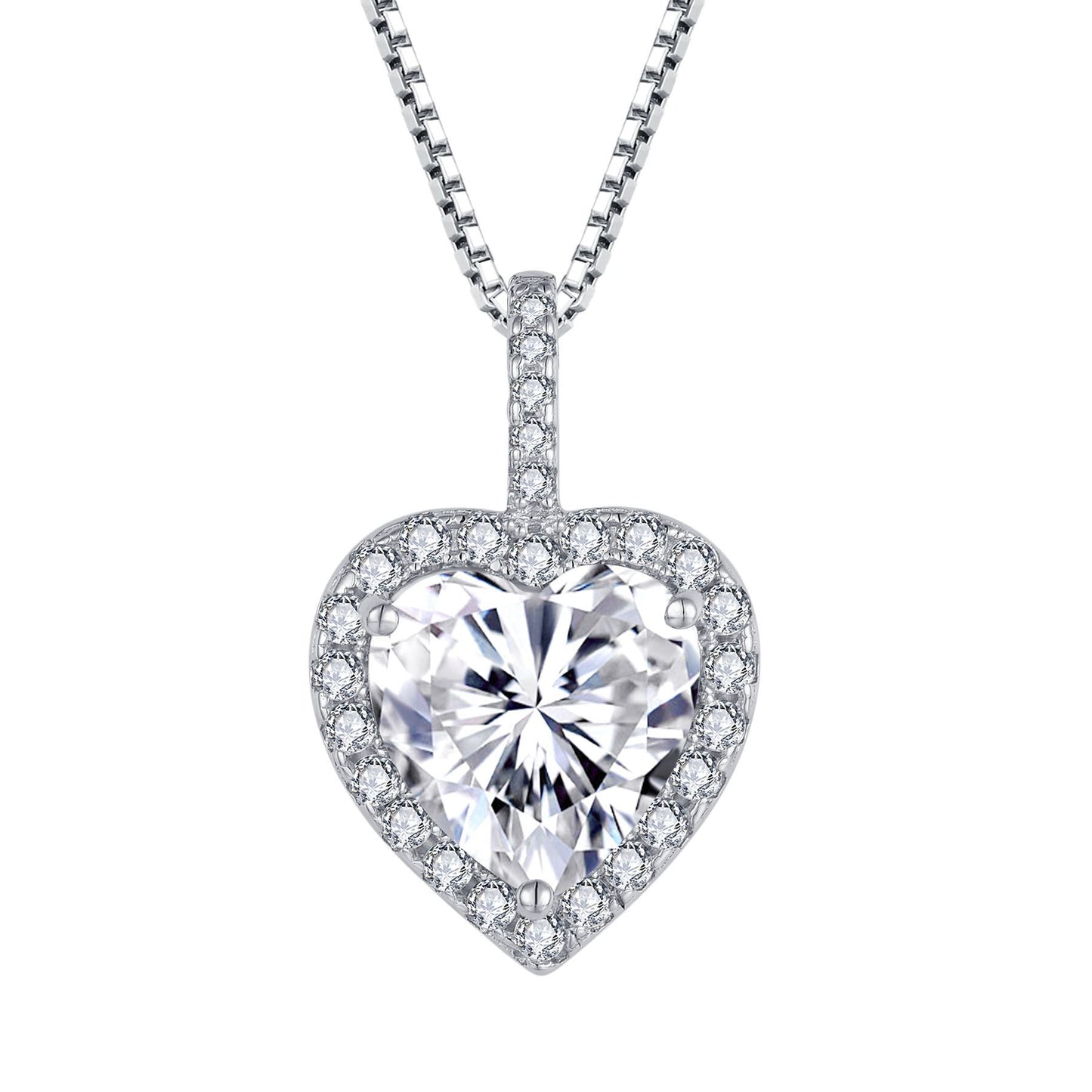 S925 Heart Pendant with Moissanite Diamonds Necklace for Women