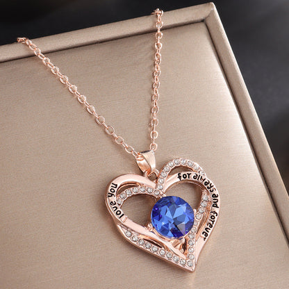 Heart Pendant Constellation Stone Necklace for Women（Gold）