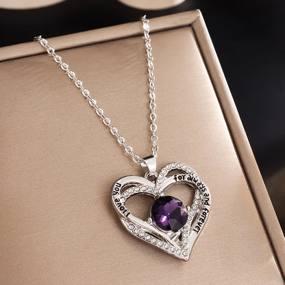 Heart Pendant Constellation Stone Necklace for Women（Silver）