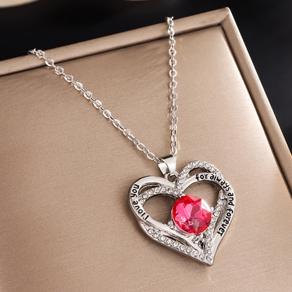 Heart Pendant Constellation Stone Necklace for Women（Silver）