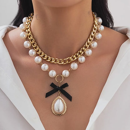 Pearl Pendant Stacked Women's Necklace