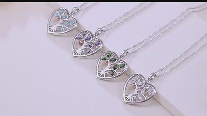 S925 Tree of Life Heart Pendant Necklace for Women