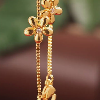 Flowers Series Diamonds Gold Bracelet for Women